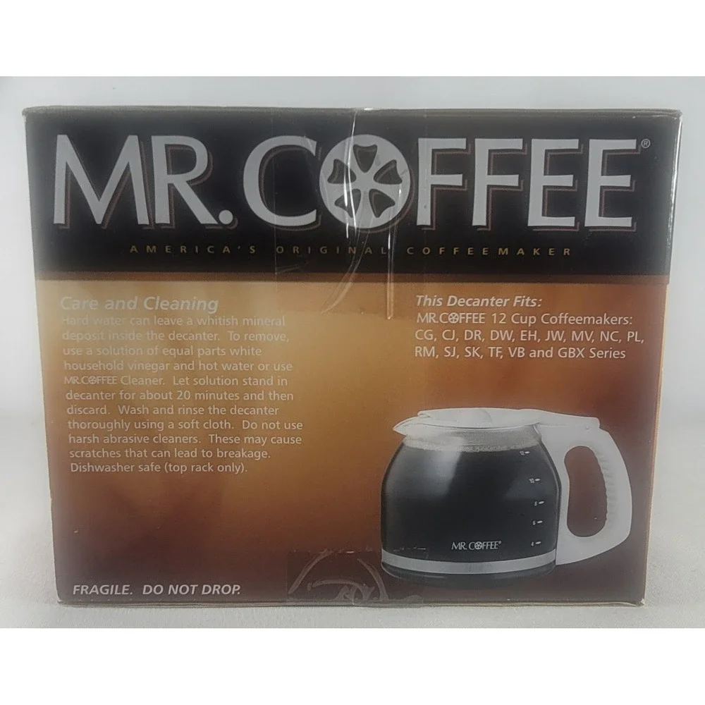 Mr. Coffee 12 Cup Glass Replacement Decanter PLD13 White Lid And Handle‎